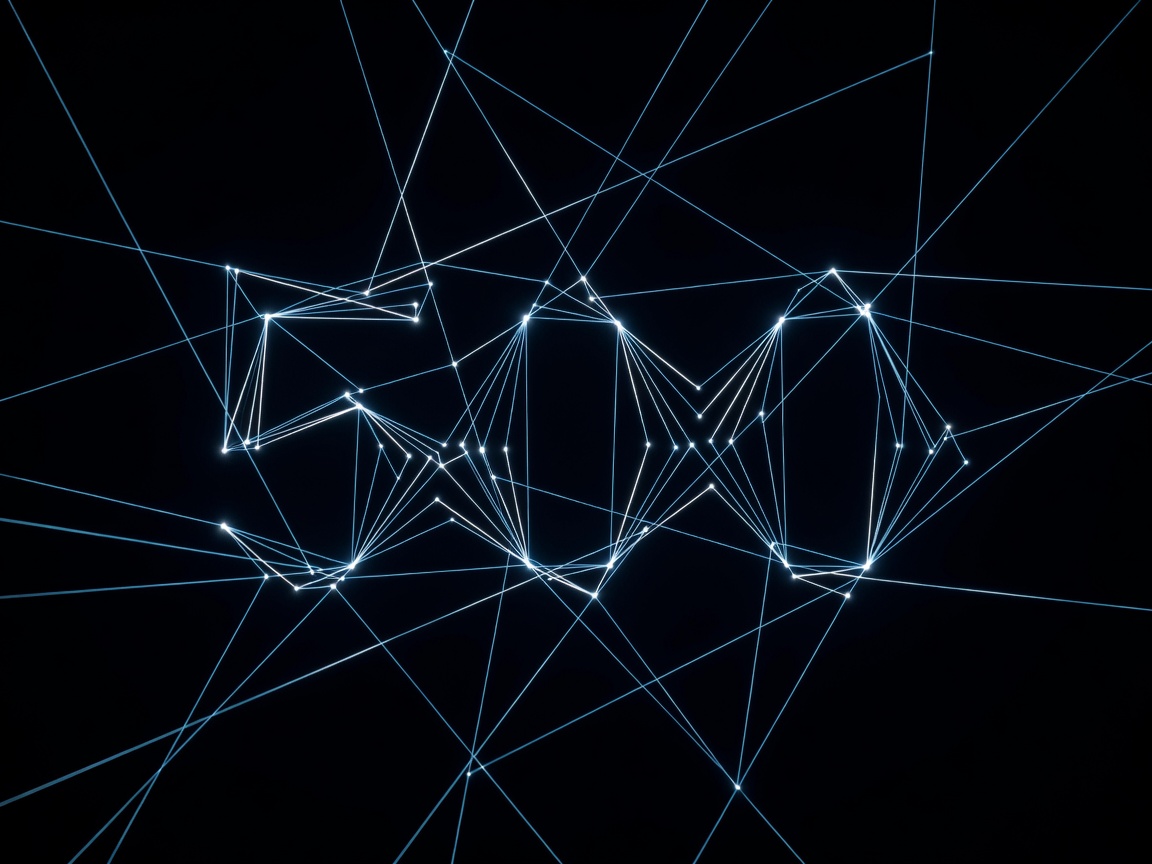 Geometric lines representing a distributed network over a dark background